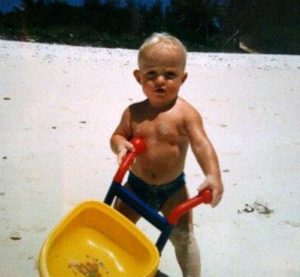 Baby Marine Manager Ryan Prophet at the beach